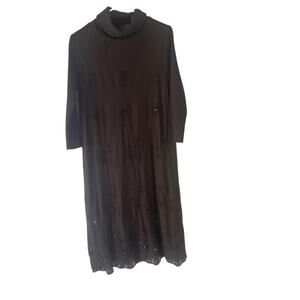 Sundance Women's‎ Size Small Brown Embroidered Floral Brown Sweater Dress